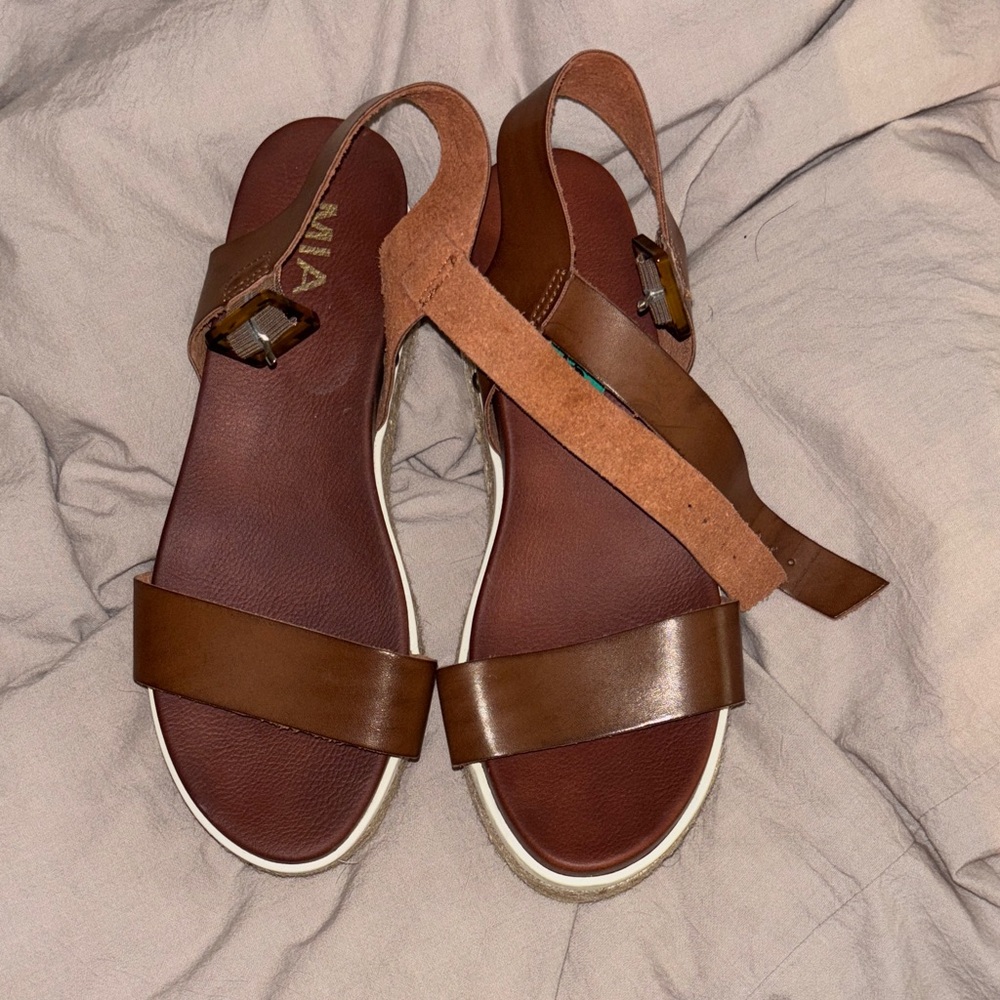 MIA Tan Leather Platform Women's Sandals